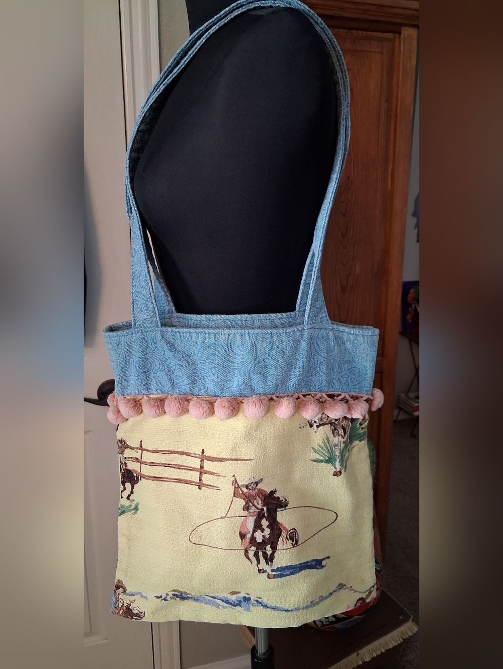 Custom Western Cowgirl Print Tote Bag